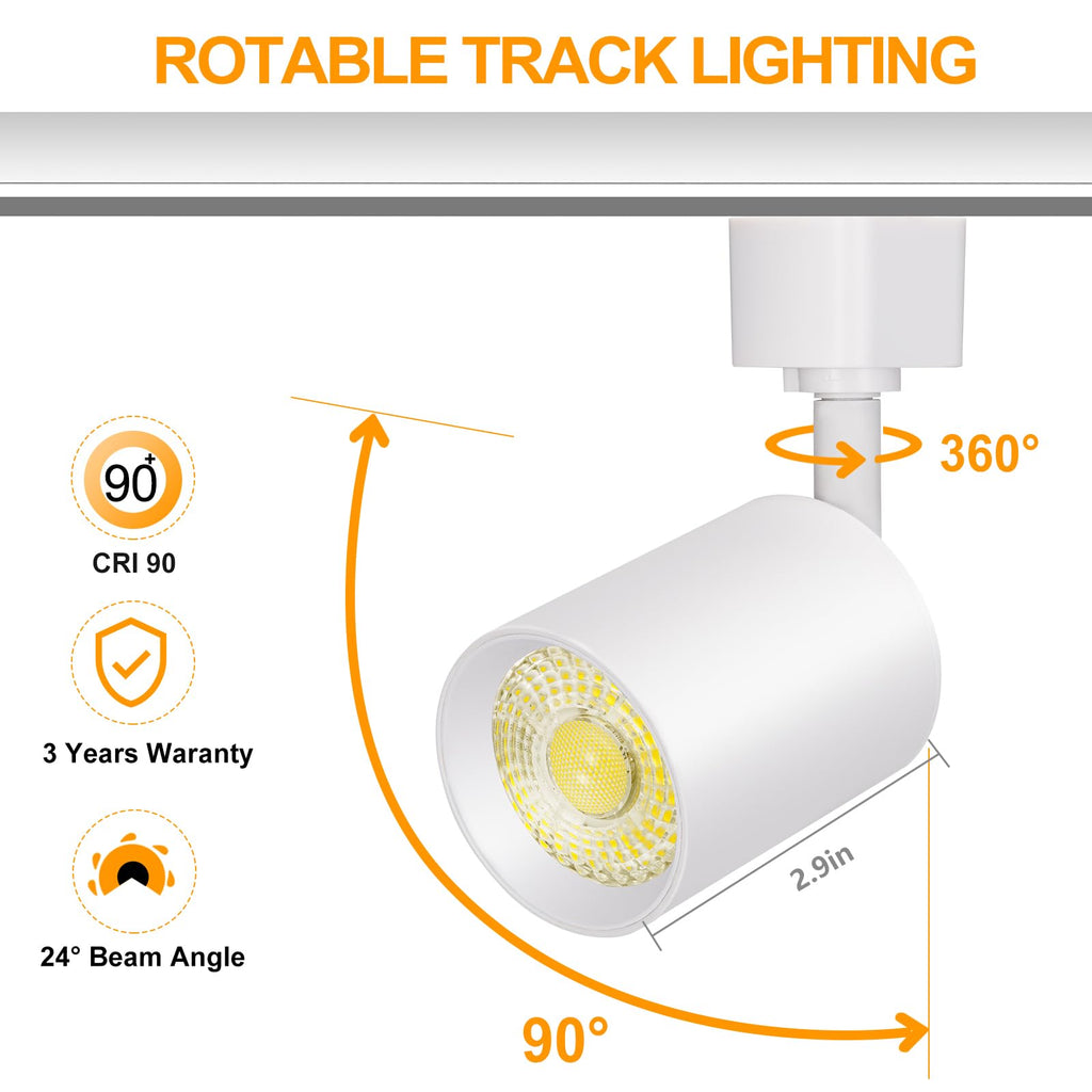 10W Dimmable LED Track Lighting Heads H Type, White, Pack of 8