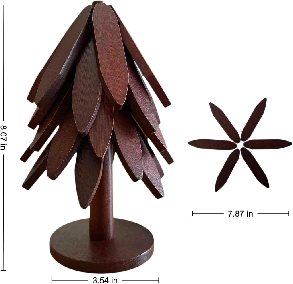 Wooden Trivets for Hot Dishes, Tree Trivets, Wooden Walnut Color - Set of 5