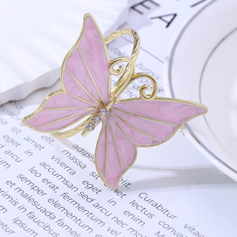 Butterfly Napkin Rings, Flower Butterfly Napkin Ring Holder for Easter, Wedding, Christmas, Dinner Party - Set of 8