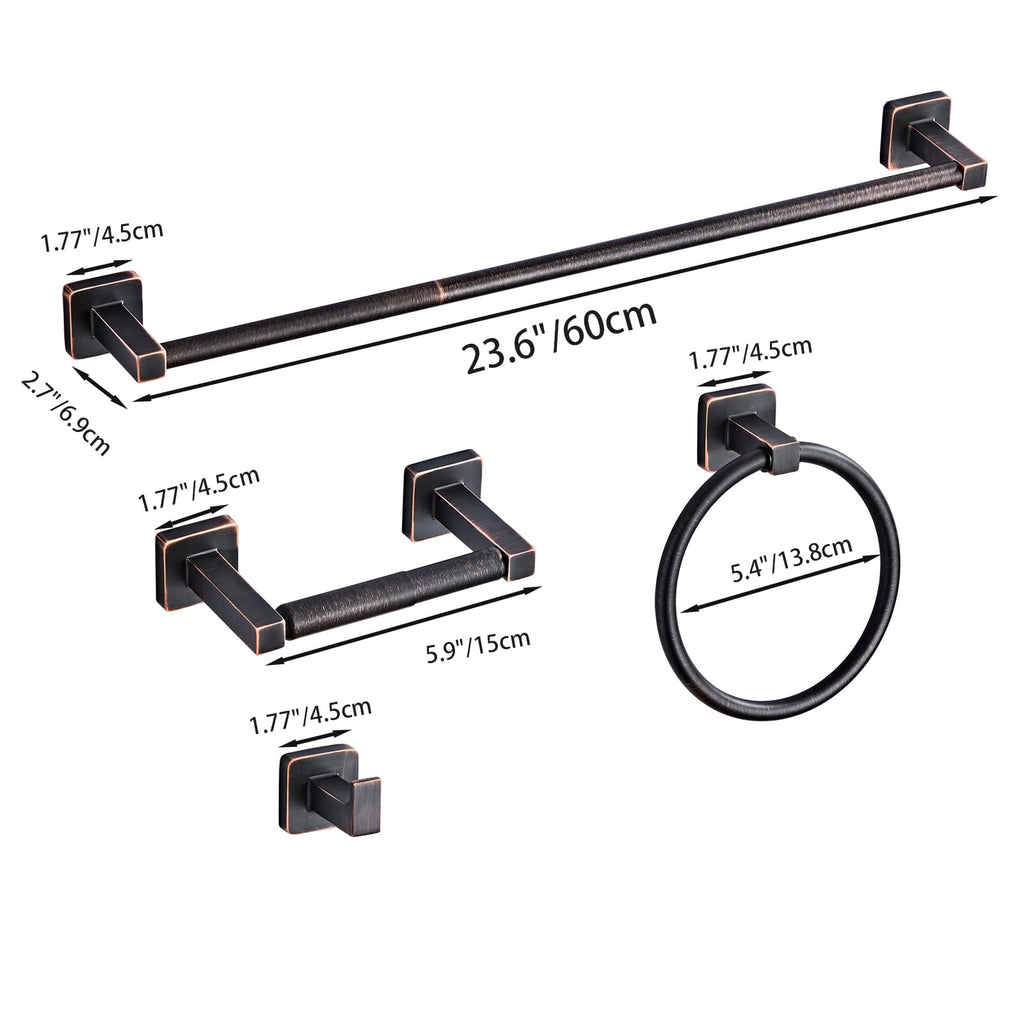 Bathroom Hardware Set 4 Pieces, Oil Rubbed Bronze Bathroom Accessories Set Stainless Steel Wall Mounted, Hand Towel