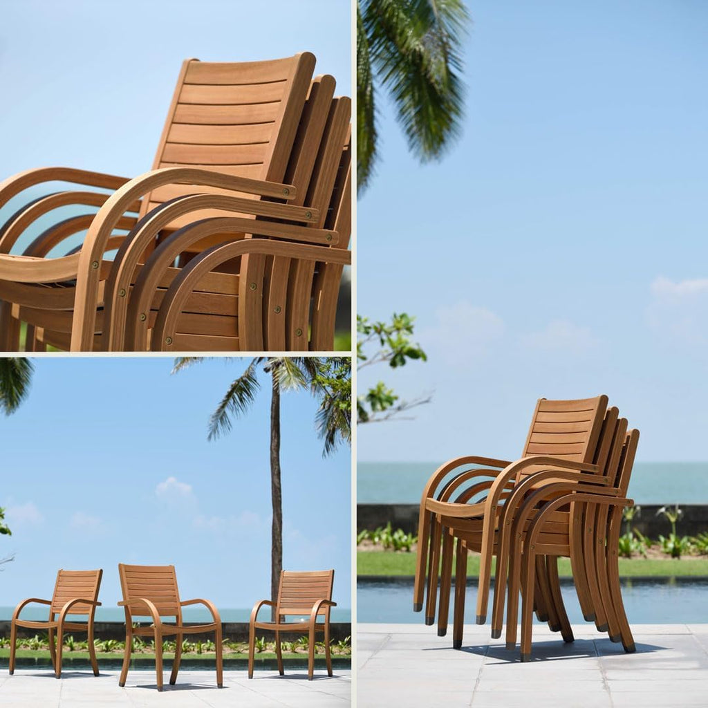 Berlin 9-Piece Teak Finish Rectangular Extendable Patio Dining Set