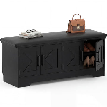 43.3" Farmhouse Shoe Storage Bench with Cushion
