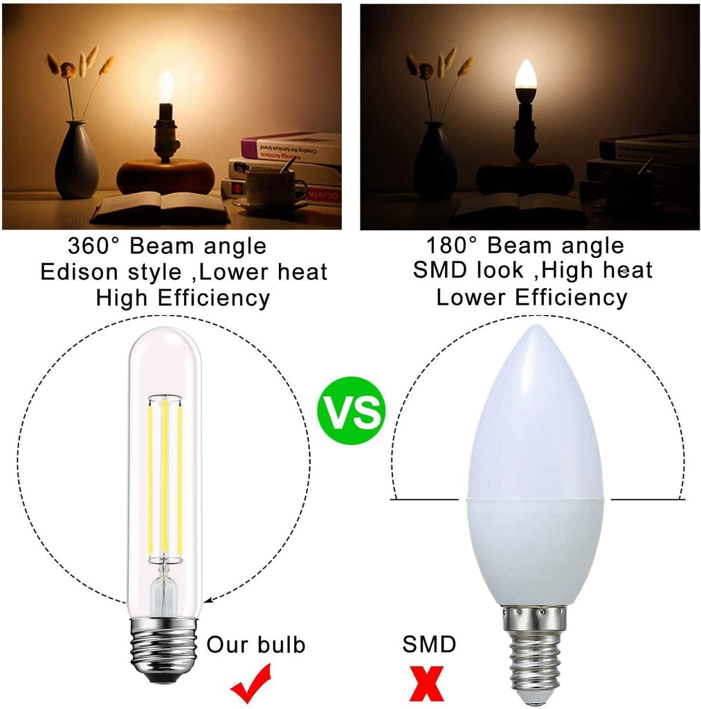 T9 T10 LED Bulb, E26 Dimmable LED Tube Light Bulb, 110v 600Lumens 60W Equivalent, Clear Glass Tubular Light Bulb, 4