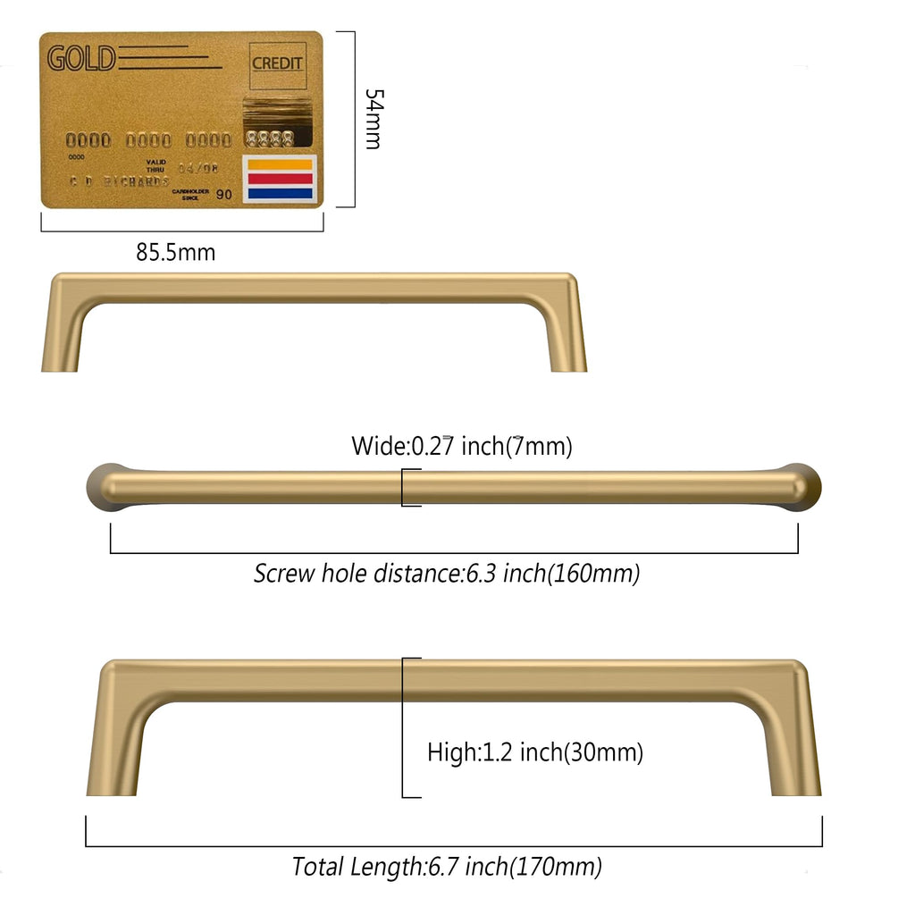10 Pack Champagne Bronze Cabinet Pulls 6.3 Inch(160MM) Hole Centers Kitchen Cabinet Handles Hardware Kitchen Handles