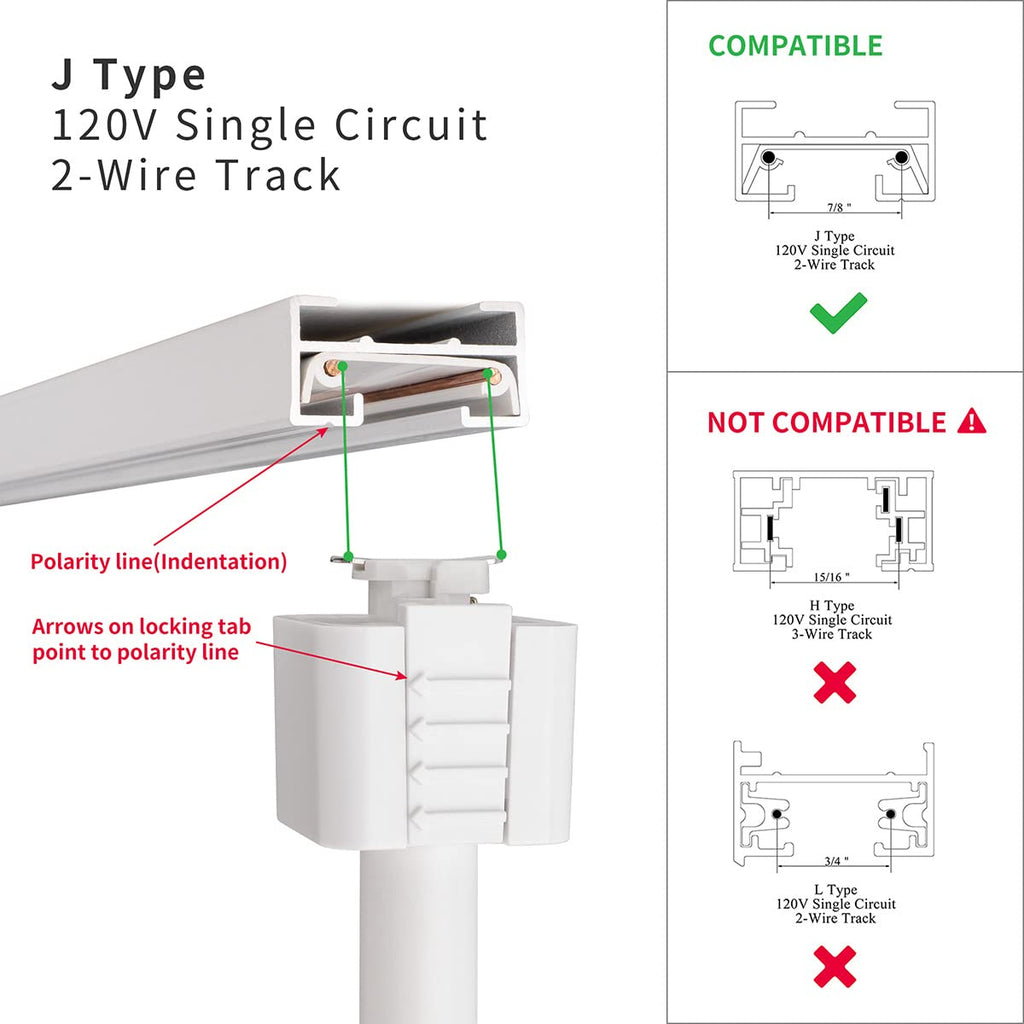 6 Pack J Type LED Track Lighting Heads 6.5W 3000K Warm White