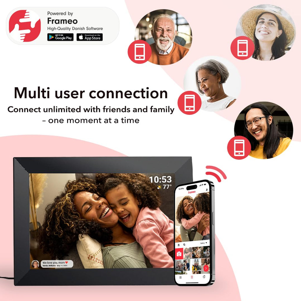 10.1 inch 32GB Digital Picture Frame, IPS LCD Touch Screen, Auto-Rotate Easy Setup to Share Photos & Videos via