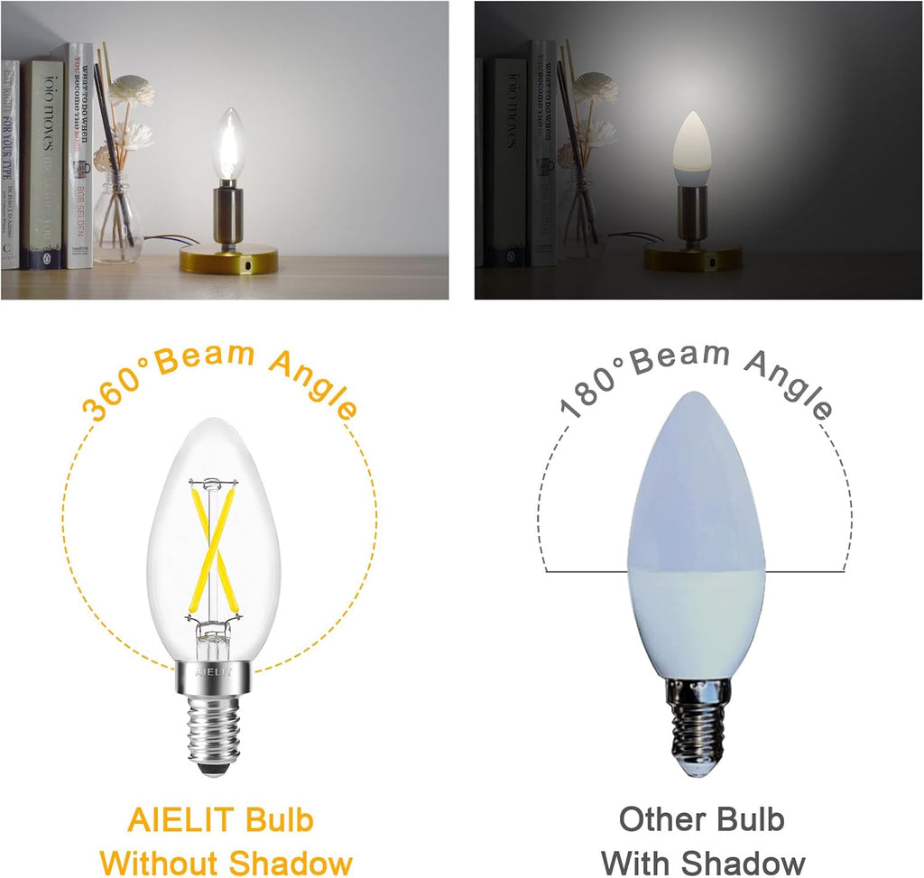 B11 E12 LED Candelabra Bulb 25-Watt Equivalent, 5000K Daylight White, 200 Lumens, Dimmable Chandelier Light Bulb