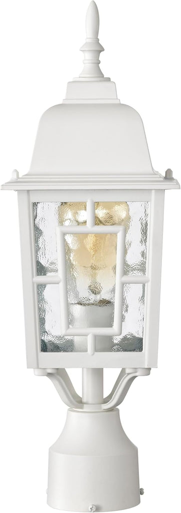 Banyon One Light Post Lantern 100 Watt A19 Max. Clear Water Glass White Outdoor Fixture, 6.1 x 17.25-Inches