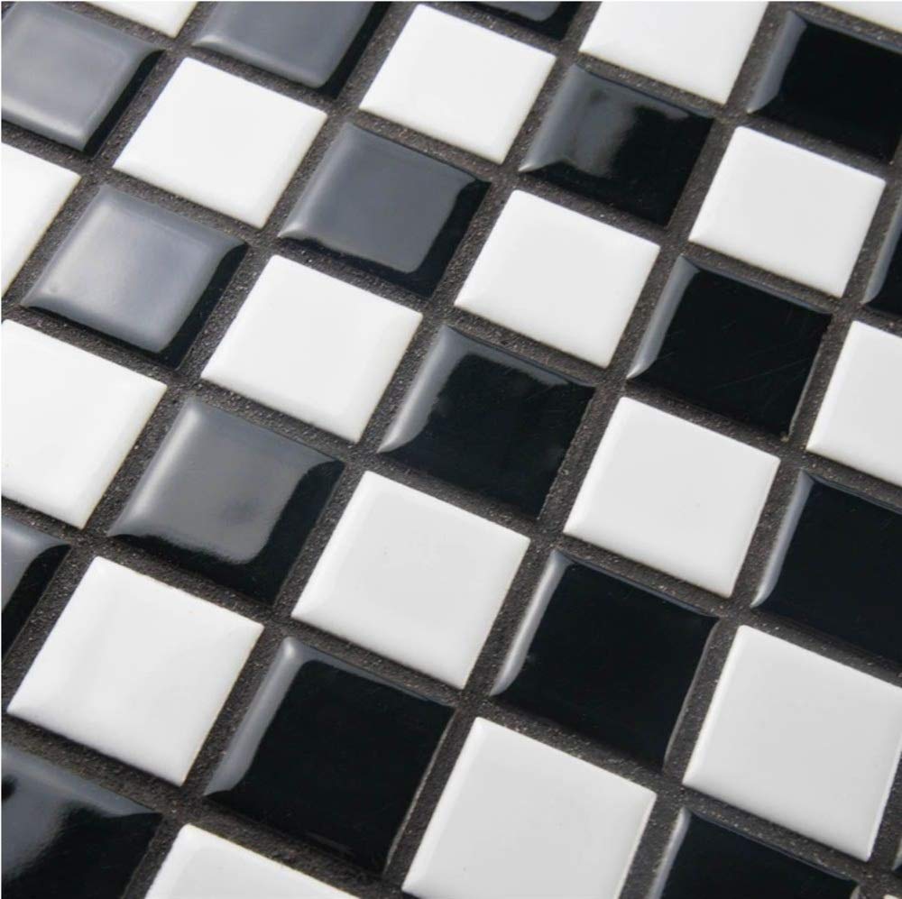 Checkerboard Square Glossy 12x12 Porcelain Mosaic Tile - Floor and Wall Tile Backsplash, Accent Walls (10 Pieces, 10