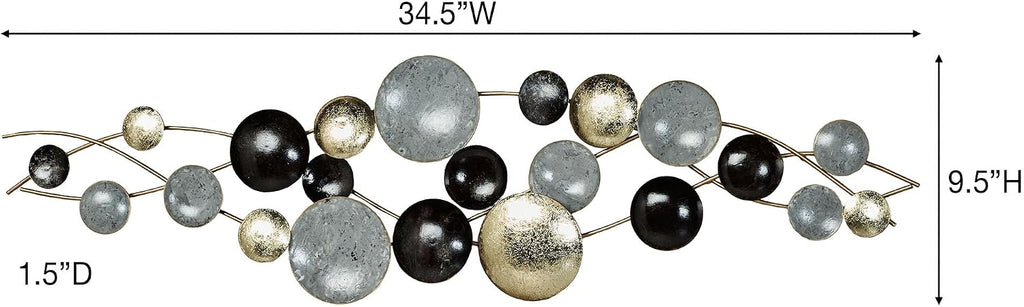 Galatic Wall Art Sculpture | Disc Orb | Modern Contemporary | Abstract Metal Wall Art Decor | Gold Foil Gray Black