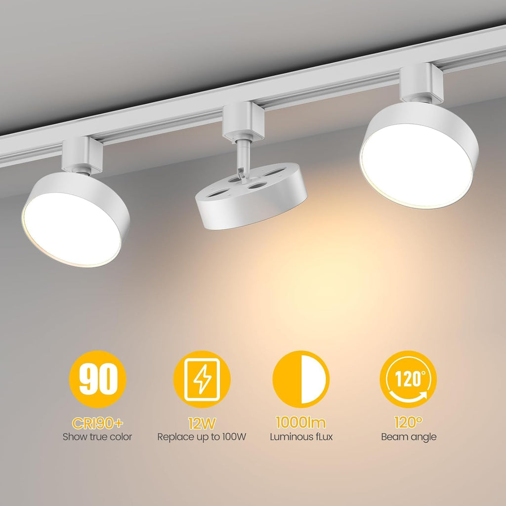 Diffuse J Type Track Lighting Heads, 12W White 4 Pack