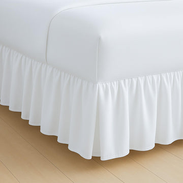 Ruffled Bed Skirt Queen, 21 Inch Drop Dust Ruffle with Split Corners, 100% Microfiber Bedskirt with Platform