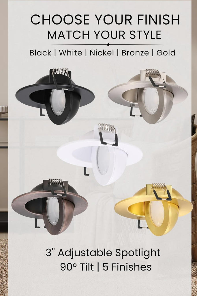 3 Inch Gimbal LED Recessed Lights 6 Pack,5CCT Canless Light