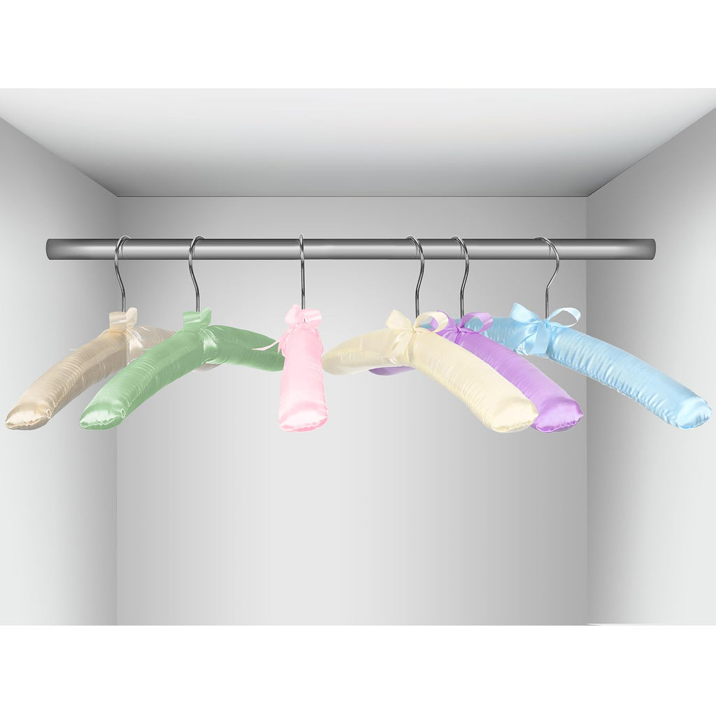 24 Pack Satin Padded Hangers for Women Clothing 15", 6 Colors