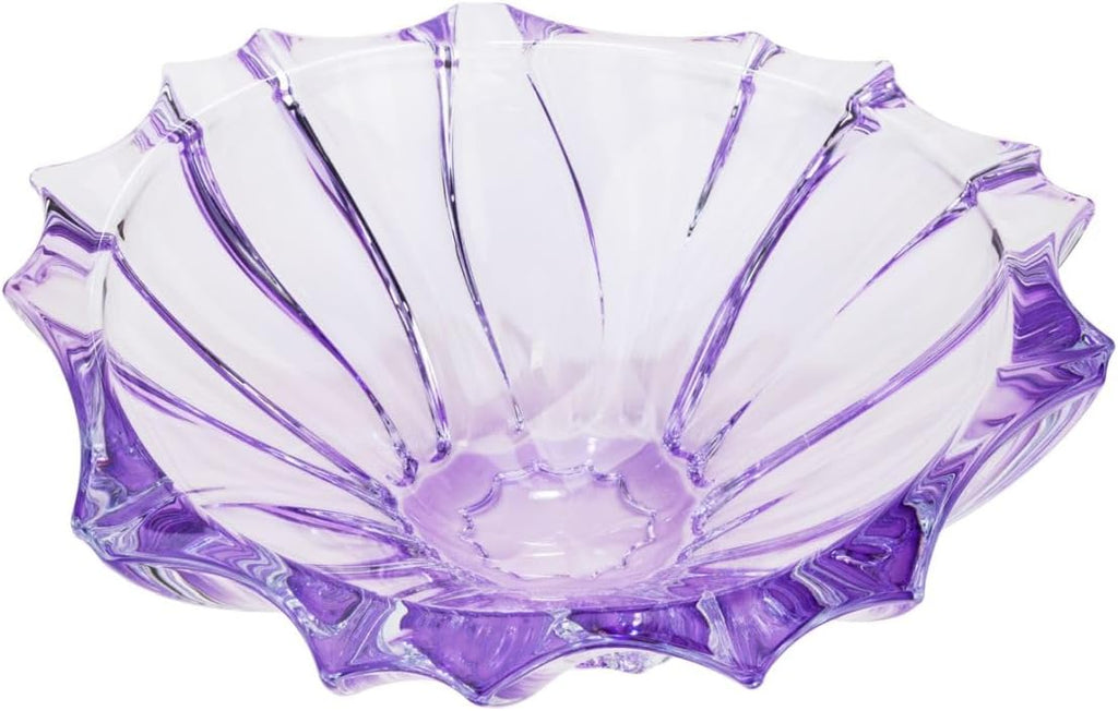 Bohemian Crystal AU52147, 13-Inch Amethyst Plantica Crystal Fruit Bowl, Decorative Centerpiece Wedding Gift Platter