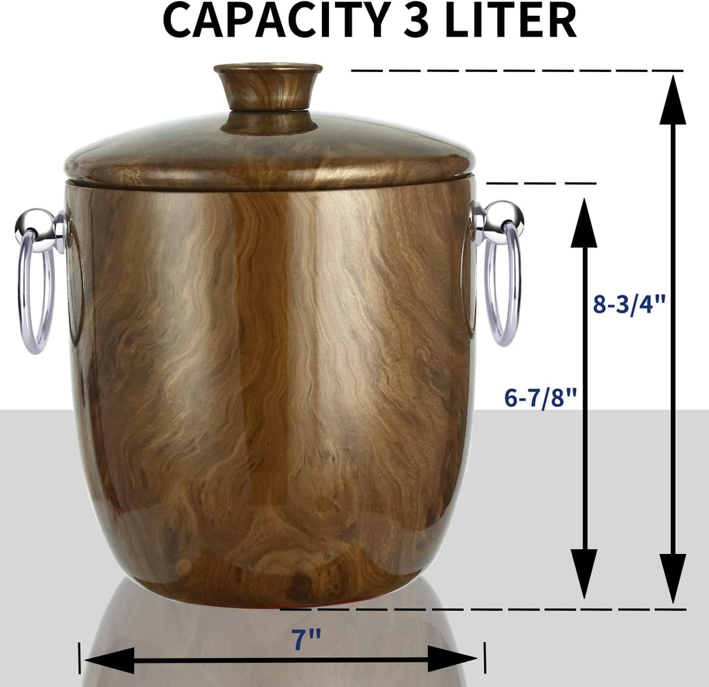 Ice Bucket with Lid, Scoop, Tongs and Strainer - Well Made Insulated Stainless Steel Keep Ice Frozen Longer