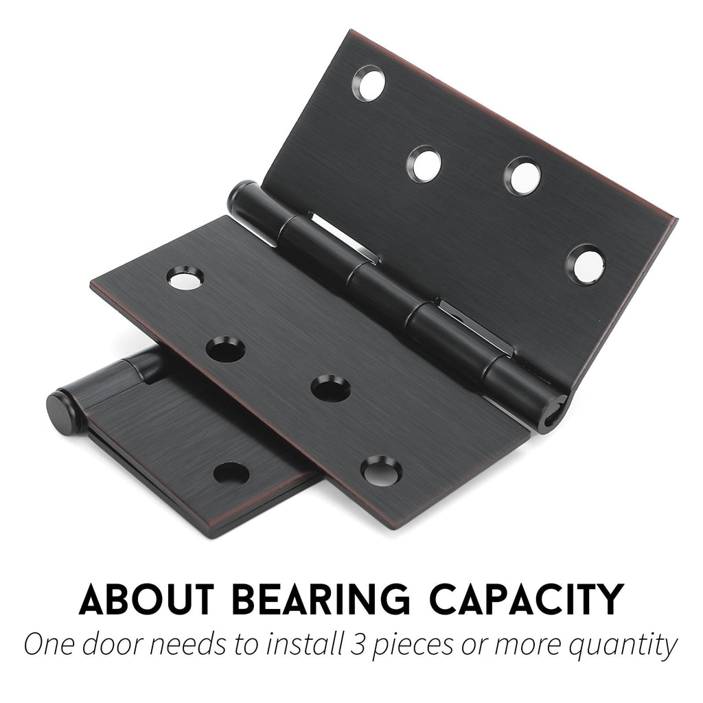 12 Pack Interior and Exterior Door Hinges, Oil Rubbed Bronze Door Hinges 4 inch x 4 inch with Square Corners