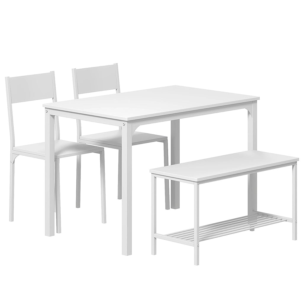 4 Person Dining Table Set, Dining Table with 2 Chairs and 1 Bench, Rectangular Space-Saving Dinner Table with Two