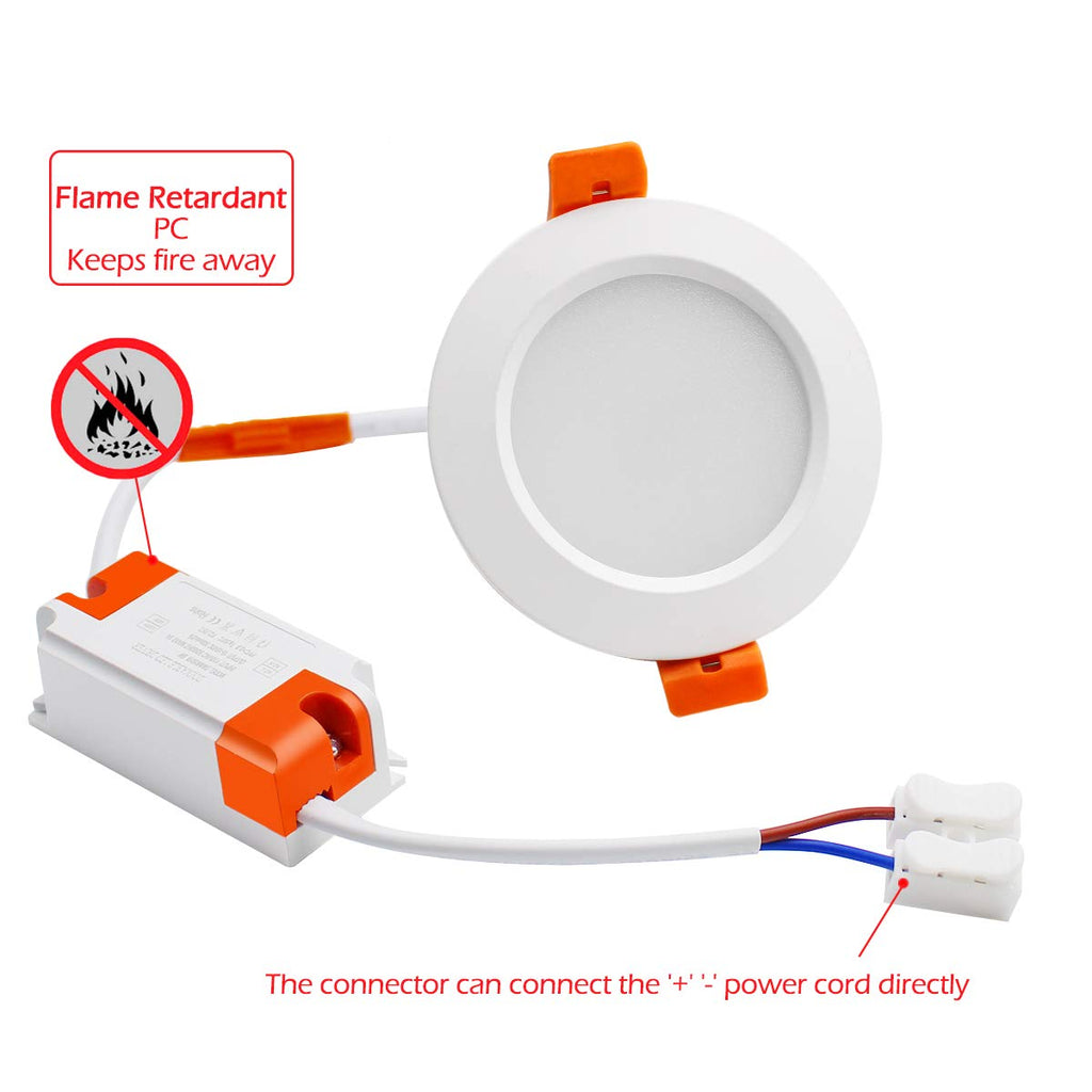 3.5 Inch LED Recessed Lighting, Dimmable Downlight 7W (55W Halogen Equivalent), CRI80, 3000K Warm White, Ceiling