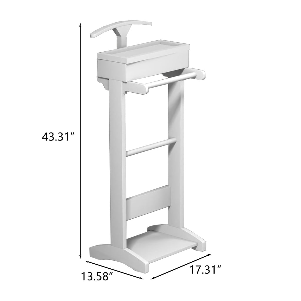 Men Wooden Suit Valet Stand, White