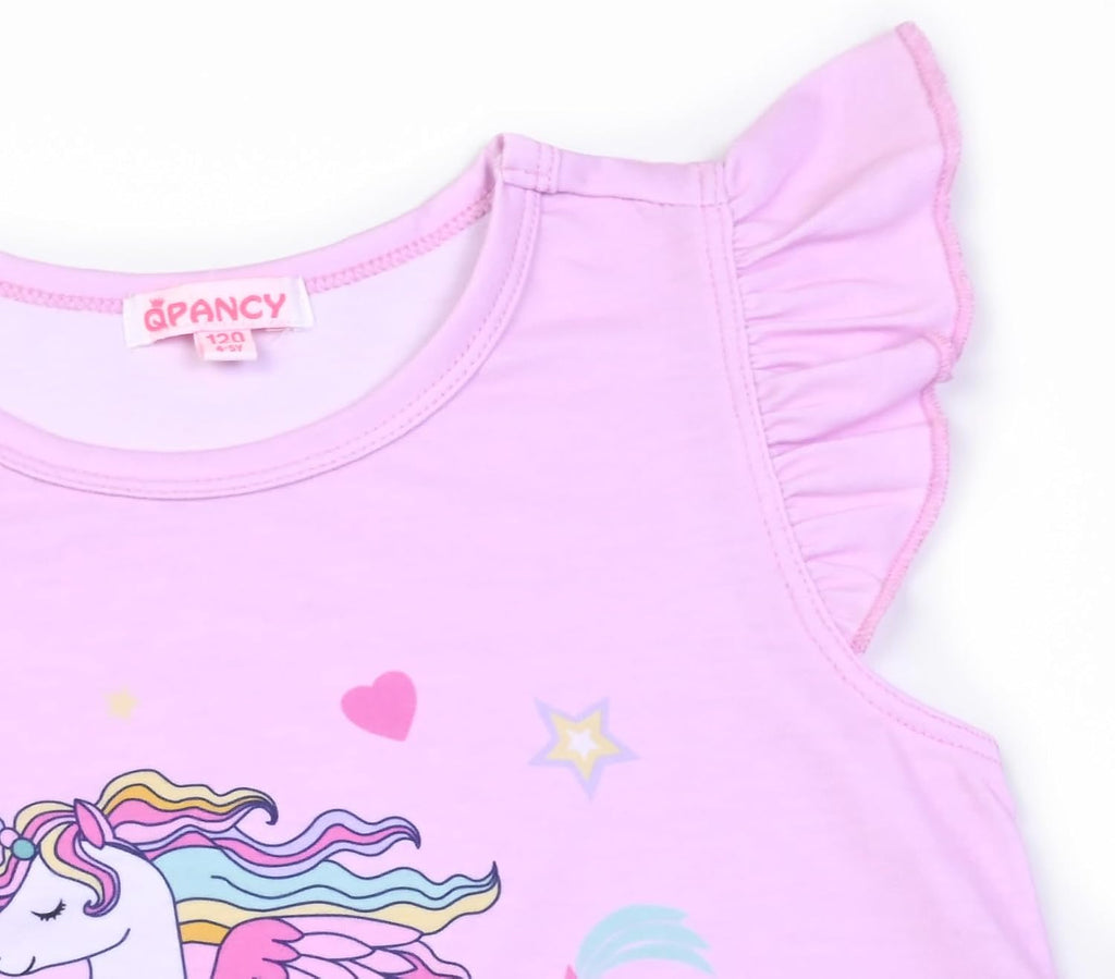 Pack Girls Nightgown Flutter Sleeves Pajamas Princess Night Dresses Cotton Sleepwear