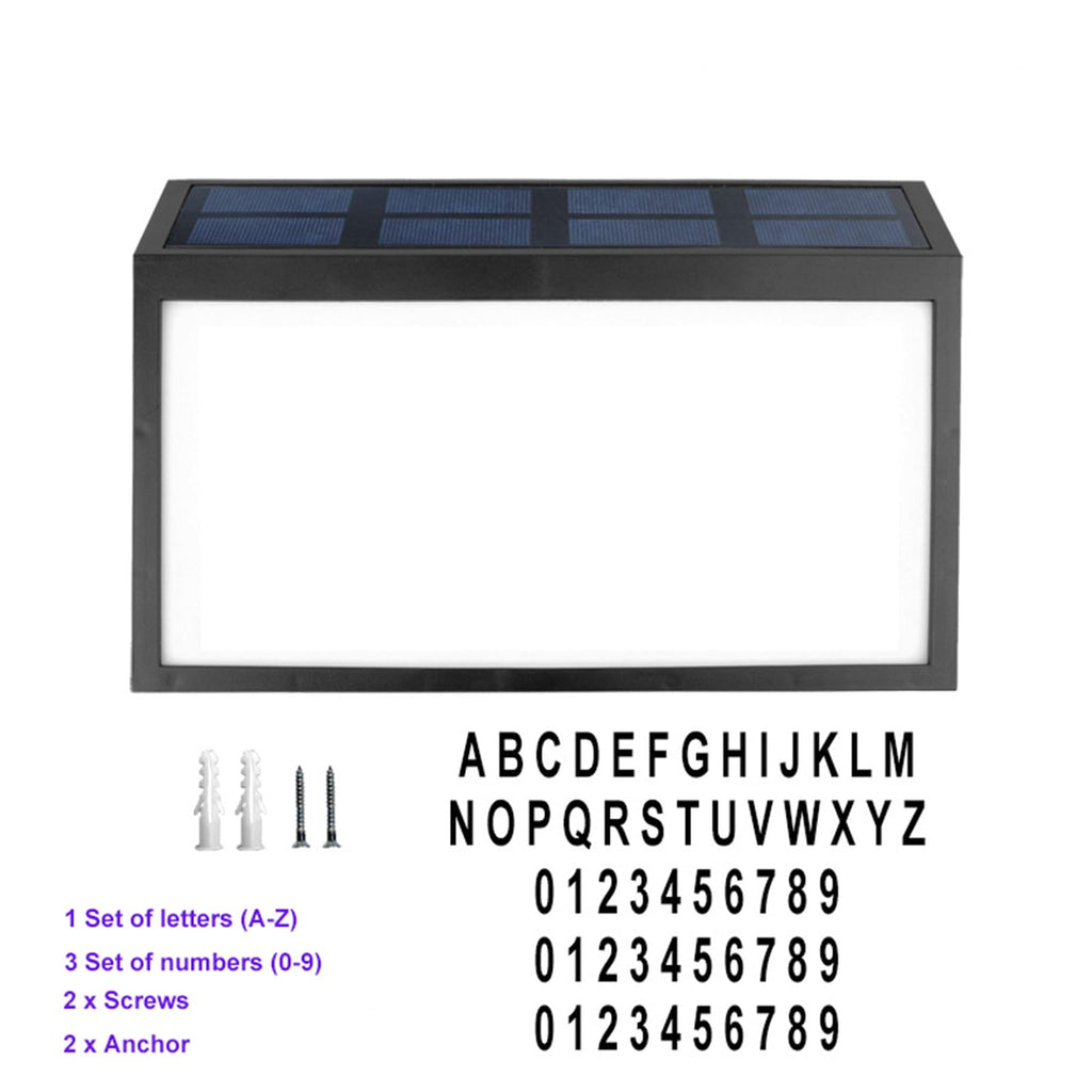 Solar Powered Address Numbers Signs, Lighted House Numbers Sign, Address Plaque Solar Powered Wall Mount Address