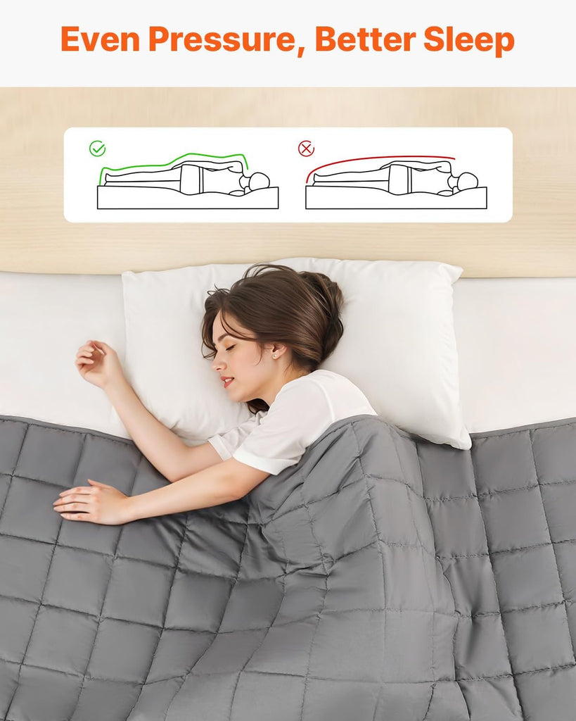 Weighted Blanket 60 x 80 inch - Queen Size, 25 lbs Heavy Blanket with Cooling Glass Beads, Soft & Breathable for