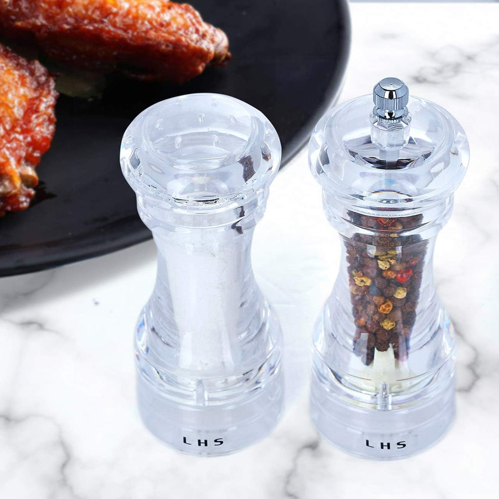 Salt Shaker and Pepper Grinder Set, Salt and Pepper Grinder, Clear - Set of 2