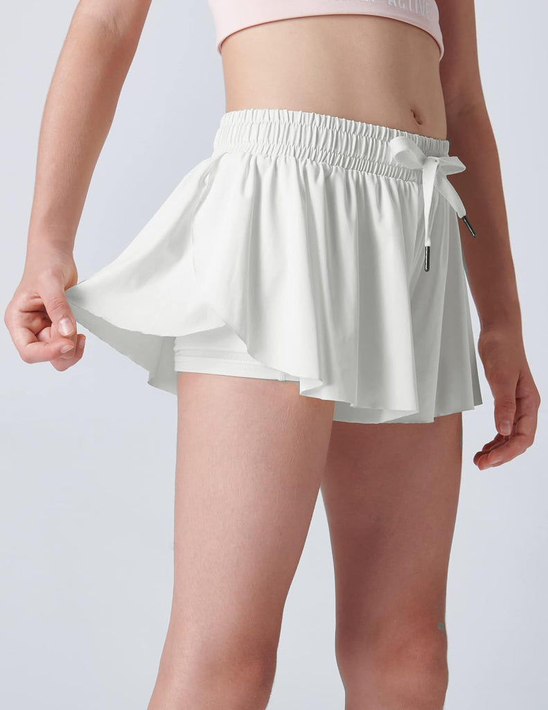 1 or 3 Pack Youth Girls Flowy Shorts with Spandex Liner & Pockets