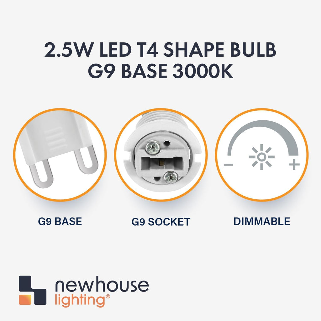 2.5w LED T4 Bulb G9 Base 3000k (4-Pack)
