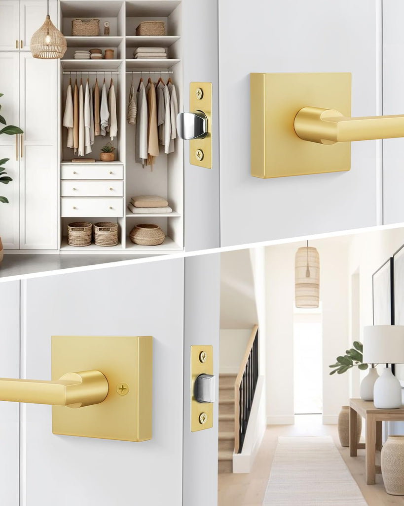 Brushed Gold Closet Door Handle Passage, Hallway - 1 Pack