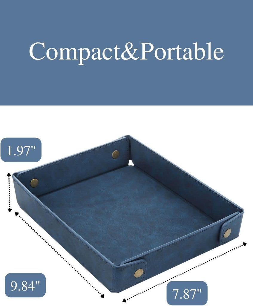 Faux Leather Valet Tray Organizer for Men - Catch-All Tray for Entryway Table Key, Wallet, Watch, Coin Change, Phone