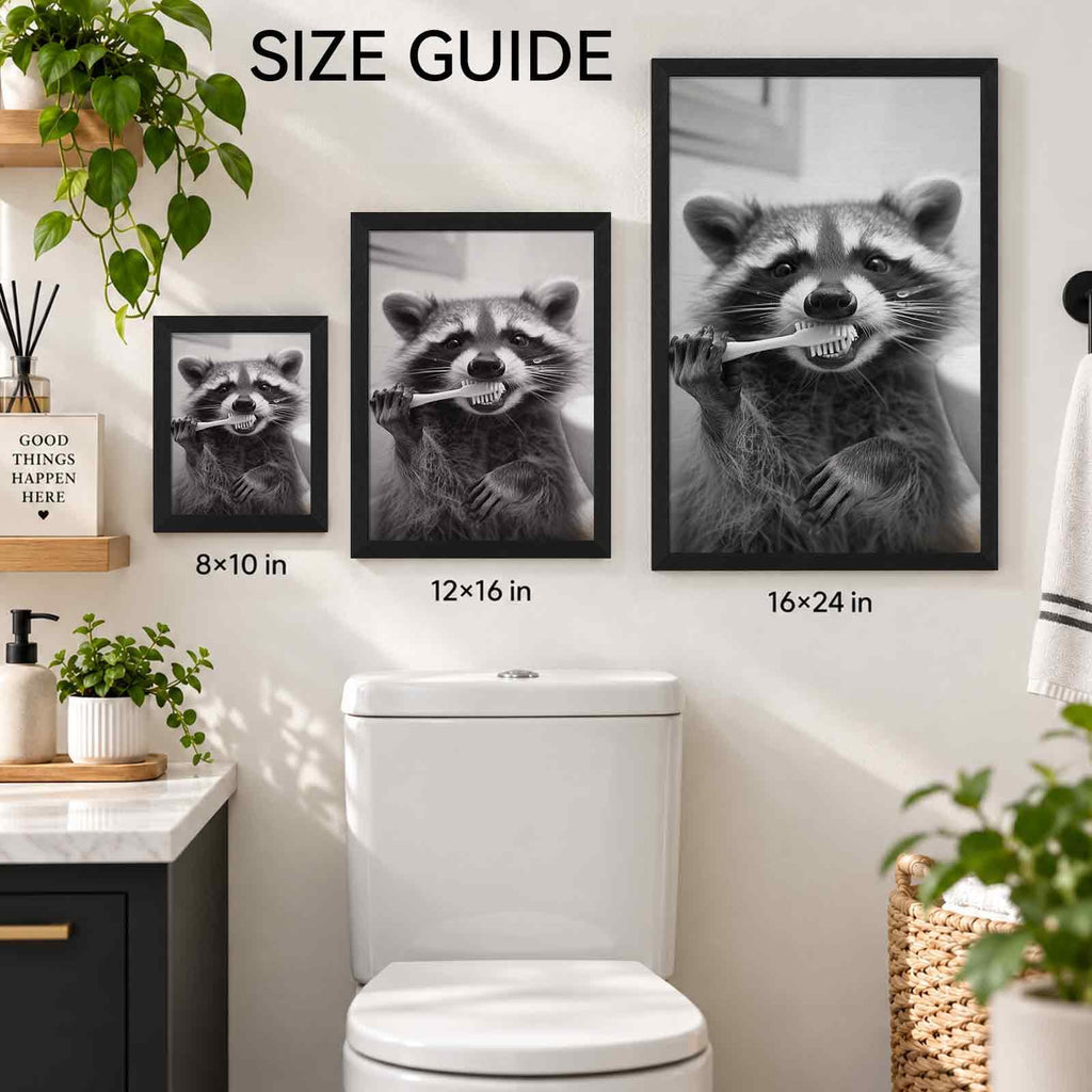 Funny Bathroom Wall Art Framed Raccoon Bathroom Pictures Wall Decor