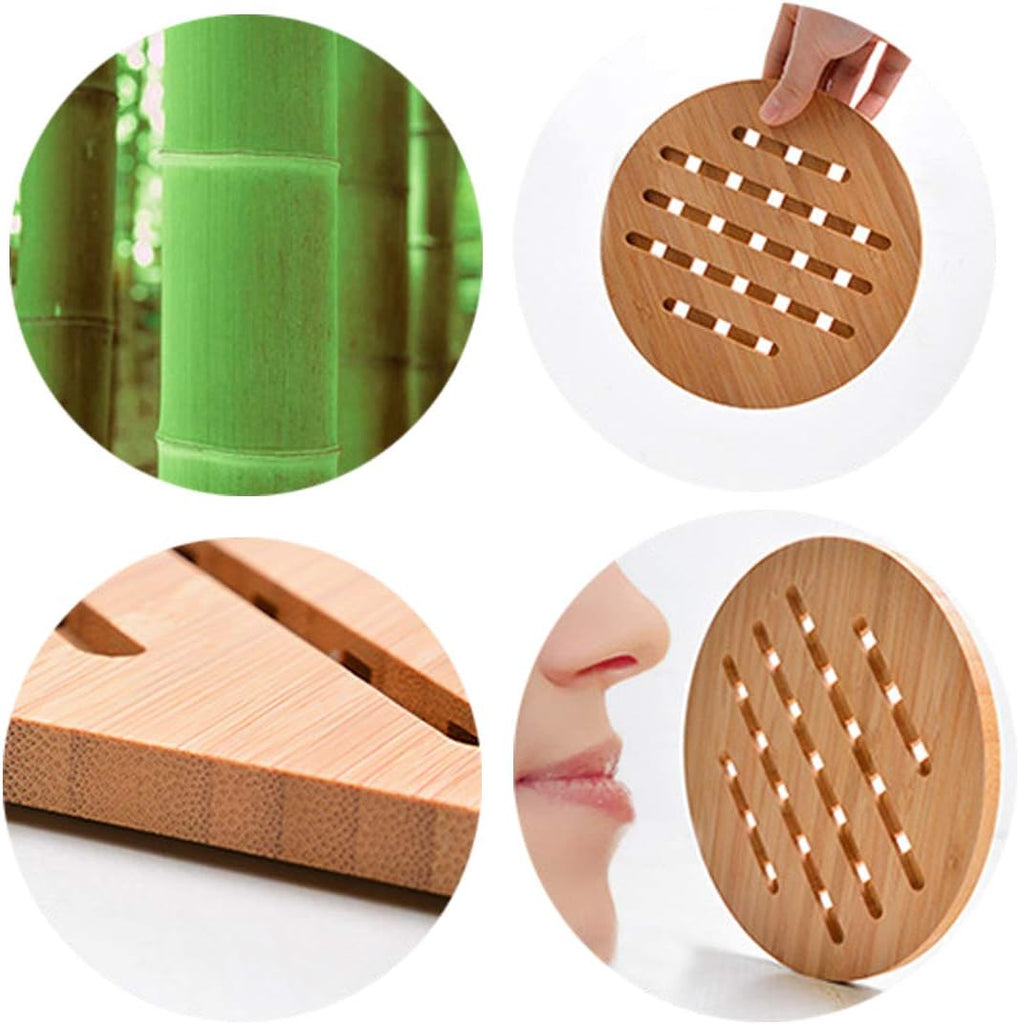 Bamboo Trivet Kitchen Bamboo Hot Pads Trivet Natural Bamboo Trivet Mat Set for Hot Dishes/Pot/Bowl/Teapot/Hot Pot