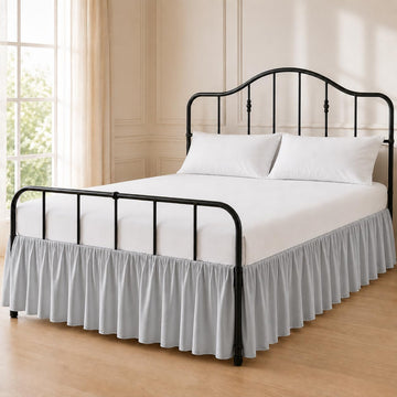 Ruffled Bed Skirt with Split Corners Three Side Coverage-Full Size Dust Ruffles Bed Skirts 14 Inch Drop Expertise