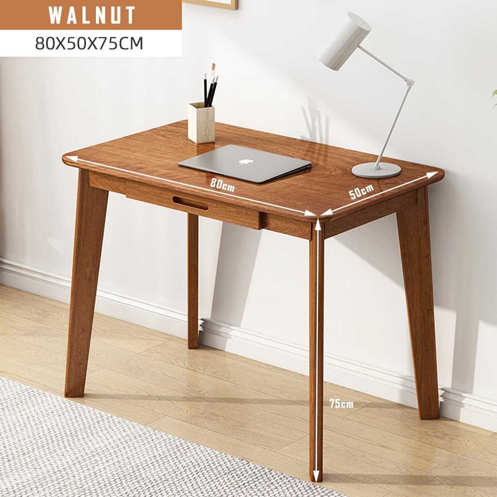 Solid Wood Writing Desk - Home Office Laptop Computer Table, Walnut