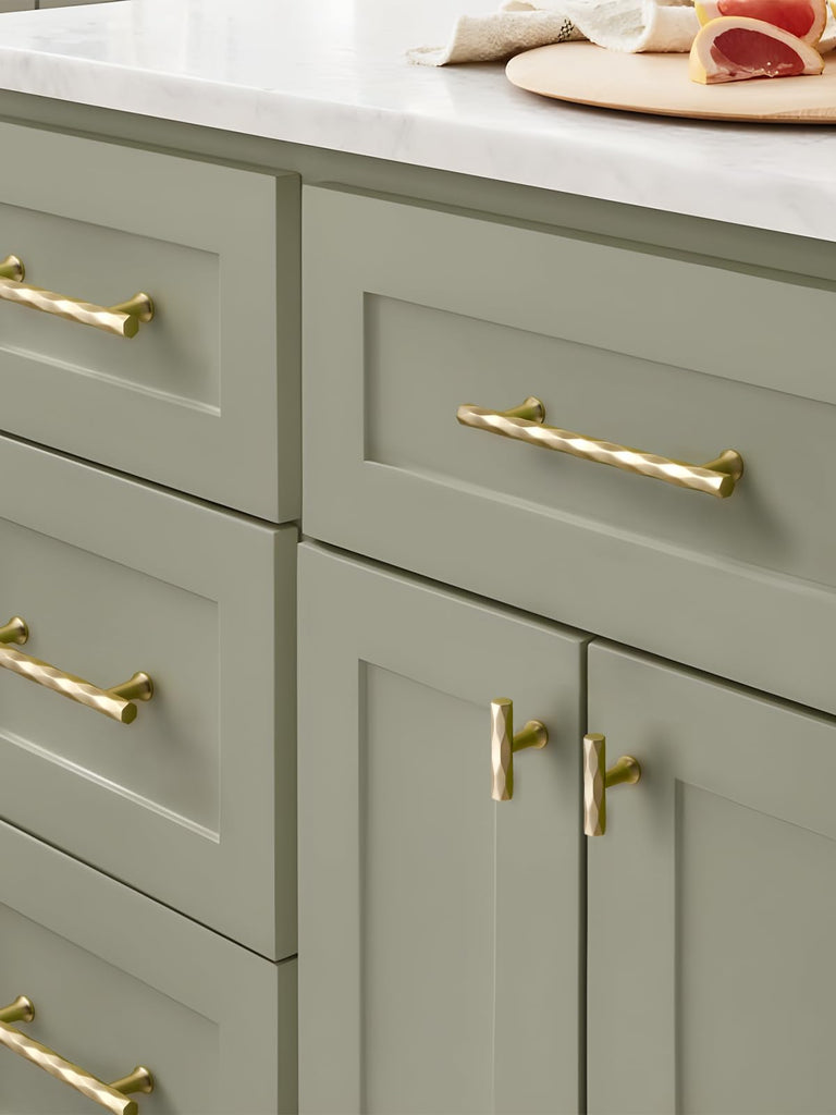 Cabinet Pulls Brushed Gold 7.56" Hole Center 10 Pack Hammered