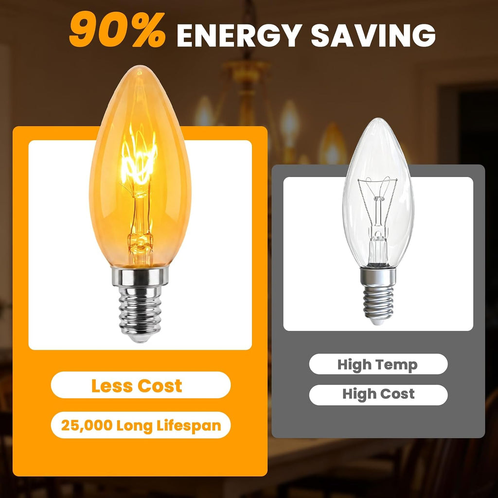 2000K Amber 25 watt Candelabra Bulbs 2W B11 E12 LED Candle Bulb