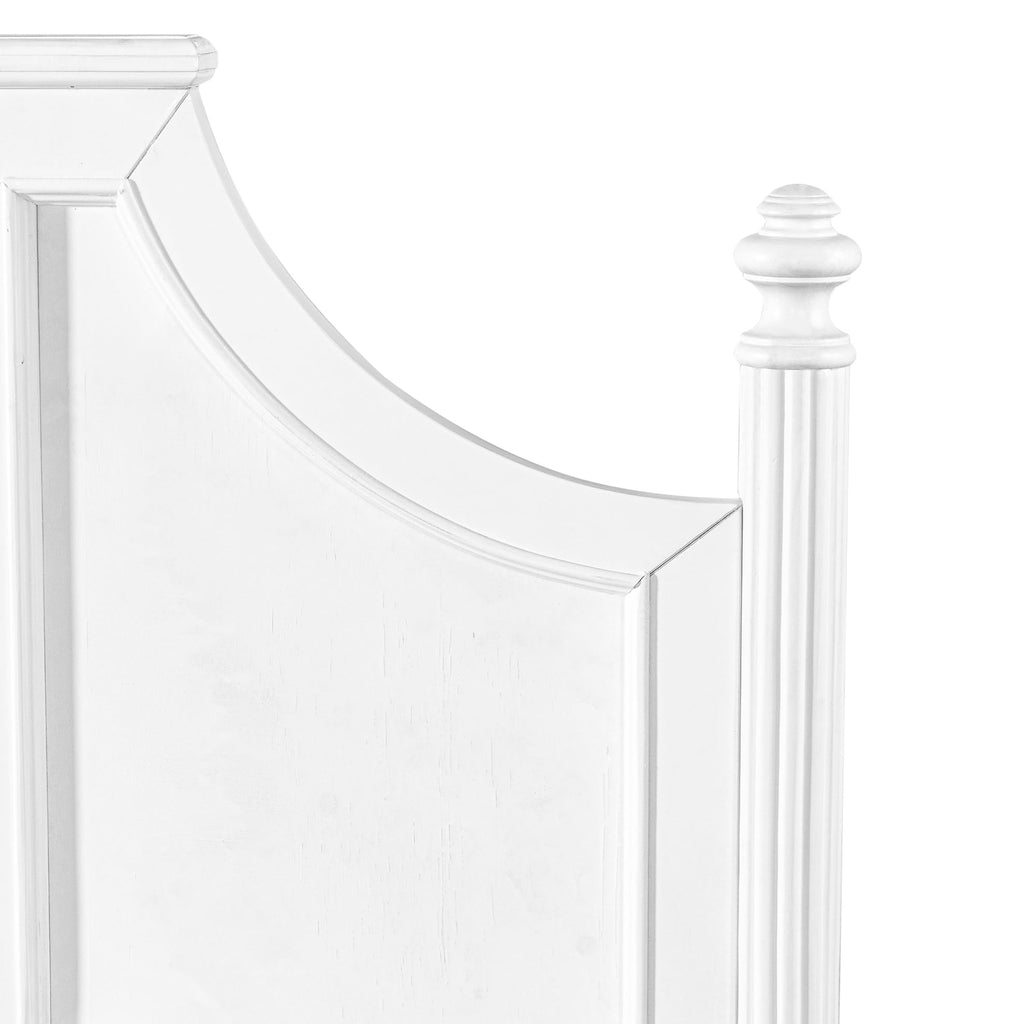 California King Wood Bed Frame with Fluted Spindle Post (White)