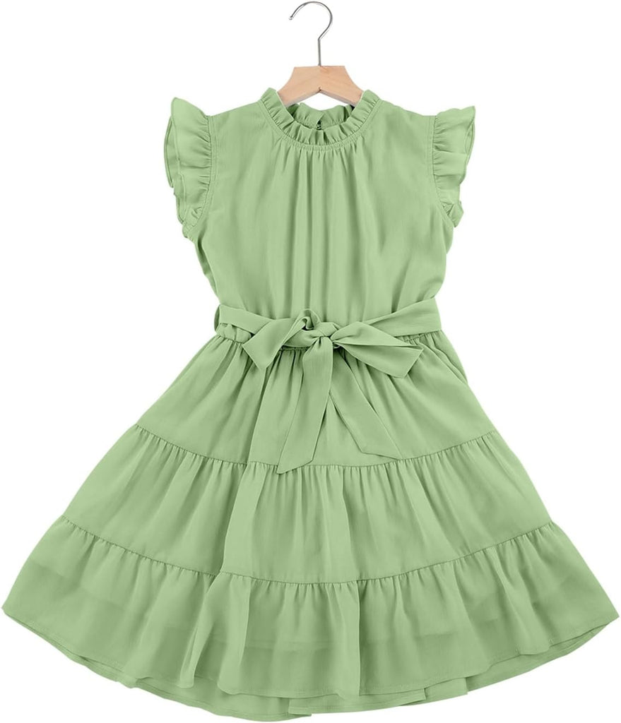Girl Summer Short Sleeve Ruffle Party Dresses