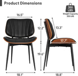 Dining Chairs Set of 2, Mid-Century Modern Upholstered Faux Leather Dining Room Chairs with Walnut Bentwood Back and Metal Legs, Black