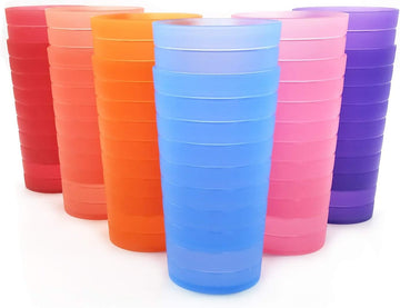 Mixed Drinkware 22-ounce Plastic Tumblers/Drinking Glasses/Party Cups/Iced Tea Glasses, Set of 12 Multicolor |