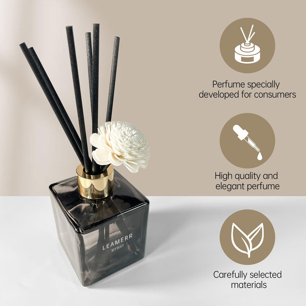 Reed Diffuser Set, My Way Floral Fragrance Diffuser 6.1 fl oz with 6 Reed Sticks Long-Lasting Home Fragrance Reed