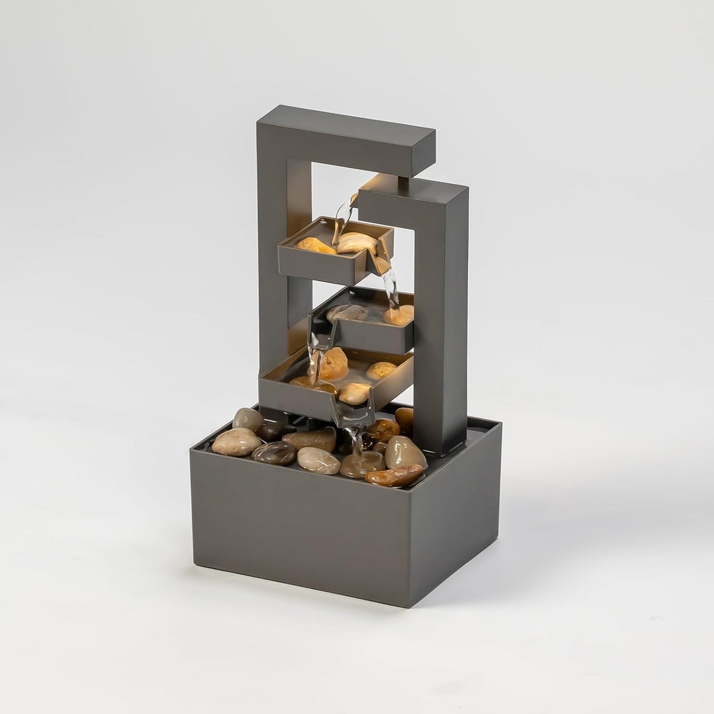 Desktop Waterfall Fountain Small- 9.65" Relaxation Tabletop Fountain with Soothing Sound Decor - Desktop Water