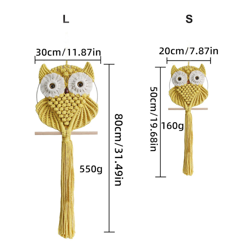 Owl Macrame Wall Hanging-Hand Woven Boho Tapestry-Macrame Wall Decor