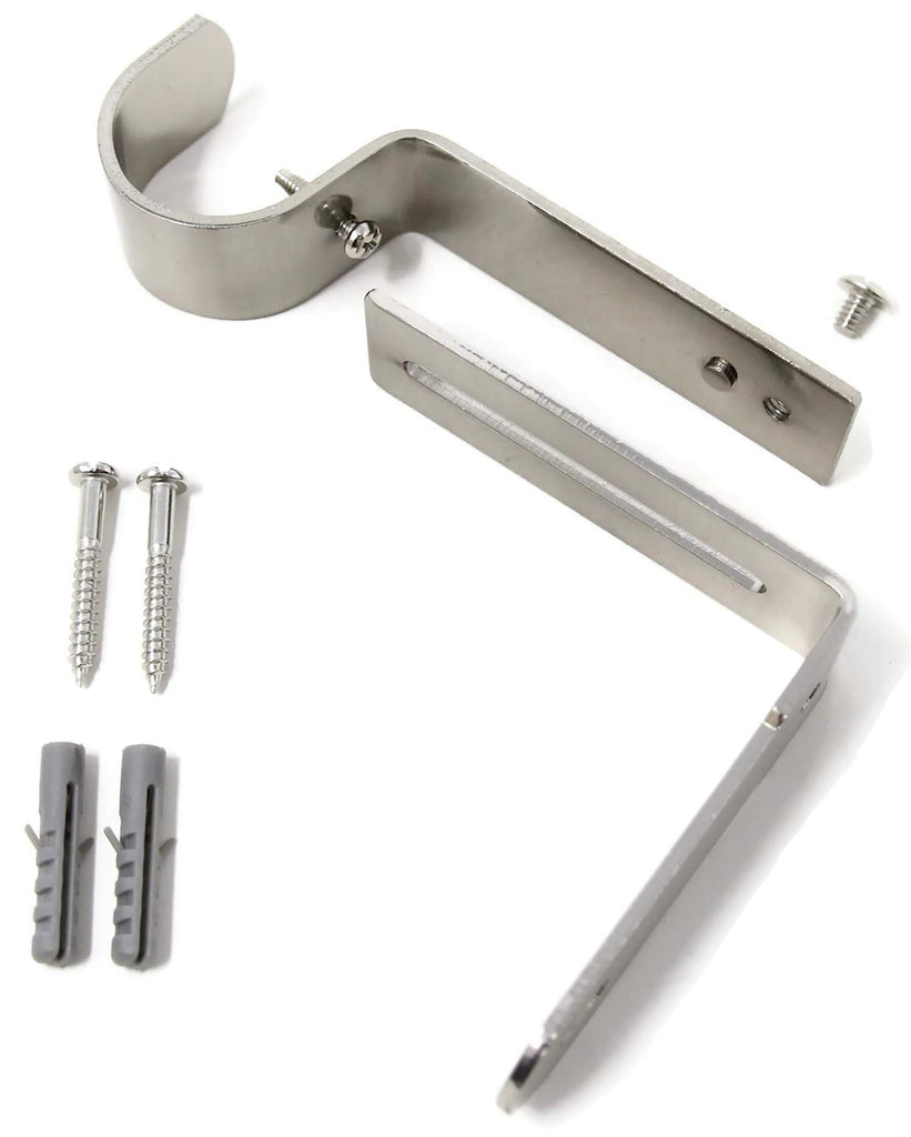 Long Adjustable Solid Zinc Curtain Rod Bracket Wall Holder, Fits to 1", 1-1/8", and 1-1/4" Rod, 2 Pieces