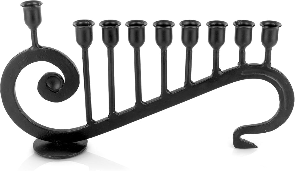 Hanukkah 9-Branch Hanukiah - Decorative Menorahs for Chanukah, Handcrafted Iron Candlestick Holder - Compatible
