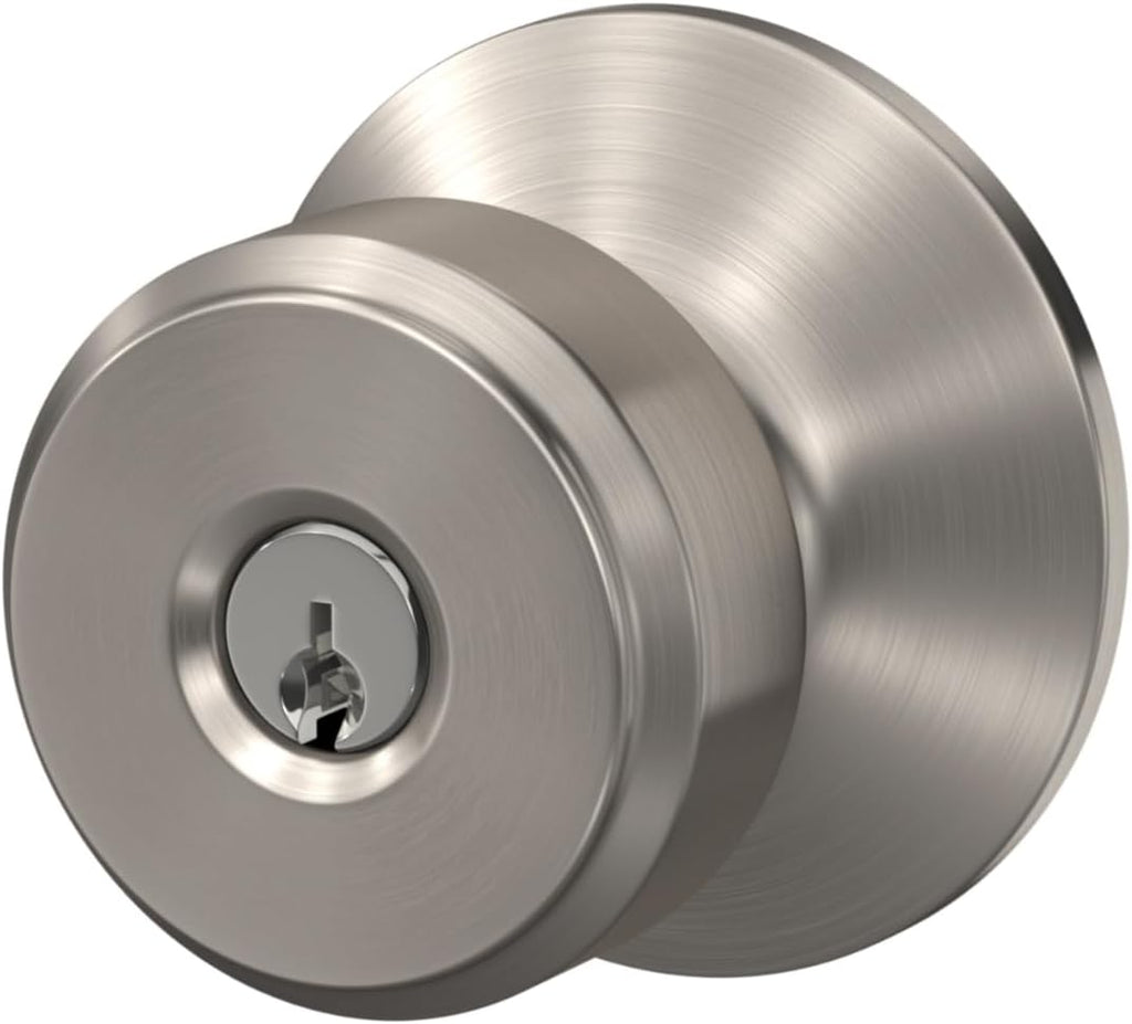 Bowery Keyed Entry Door Knob, Interior/Exterior, Satin Nickel