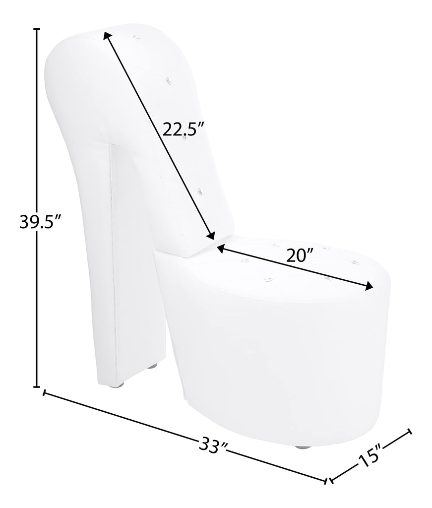 Tristam 40" Modern Glam High Heel Lounge Chair - White Faux Leather