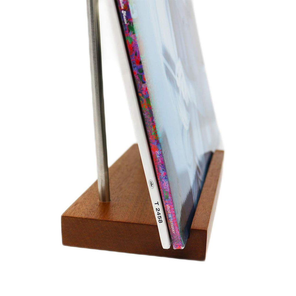 Wooden Vinyl Record Holder Stand, Now Playing Display, Sapele